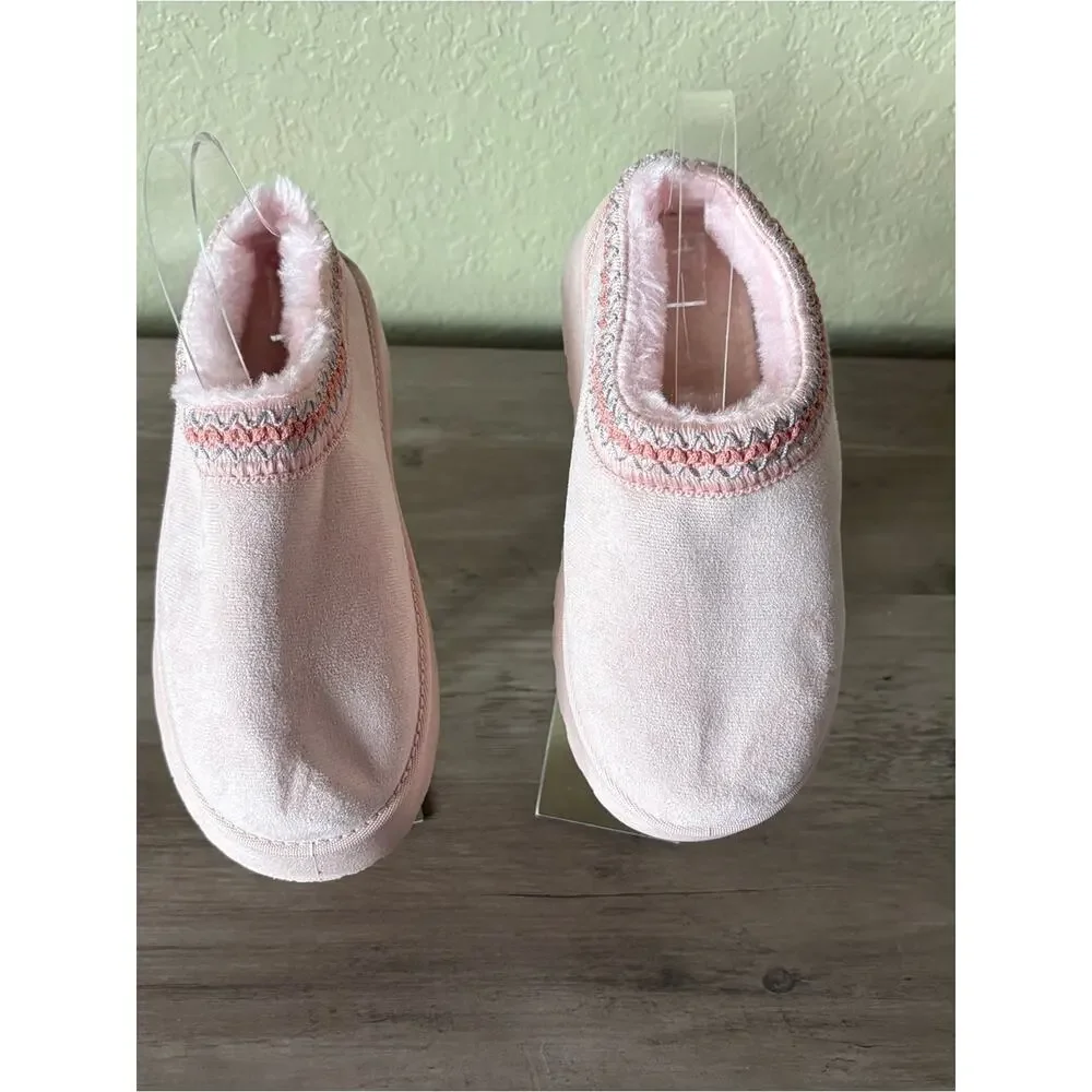 Pink Plush Clog Slippers Women’s EU 36 Cozy Faux Fur House Shoes NWOT
